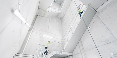 workers climbing stairs